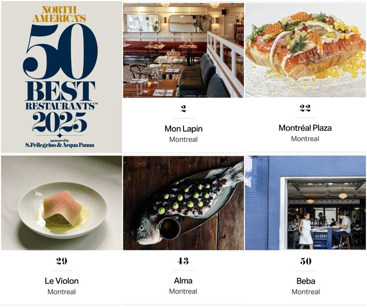 Montr&eacute;al brille lors de la premi&egrave;re &eacute;dition des prix 50 Meilleurs Restaurants dAm&eacute;rique du Nord