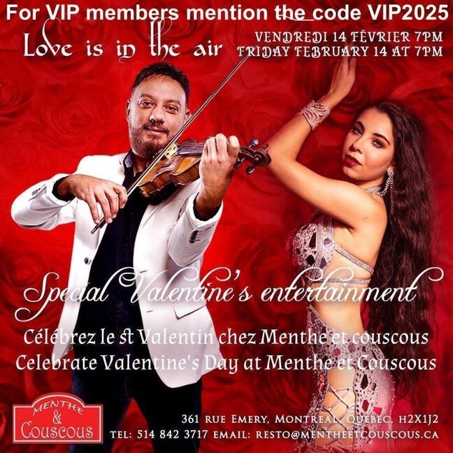 Célébrez le Saint-Valentin avec votre amoureux chez Menthe et Couscous!